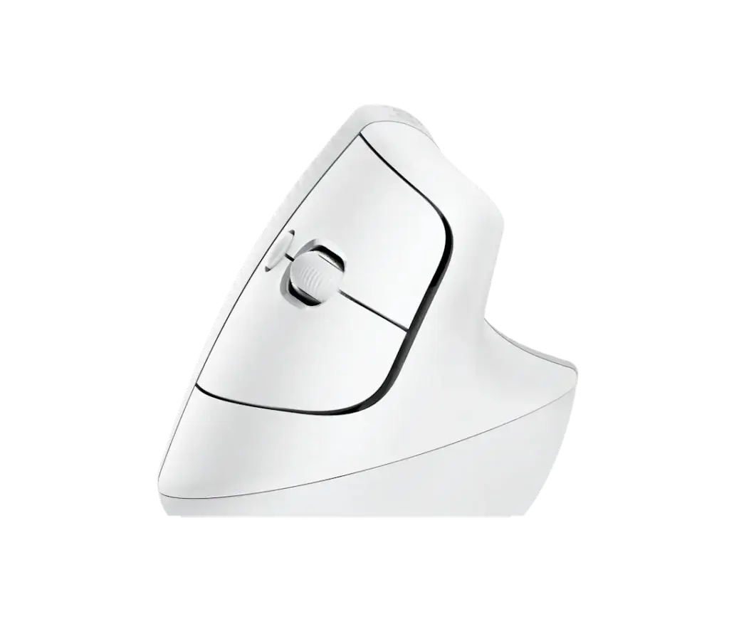 User holding the Logitech Lift, the best ergonomic mouse for wrist pain relief in small hands.