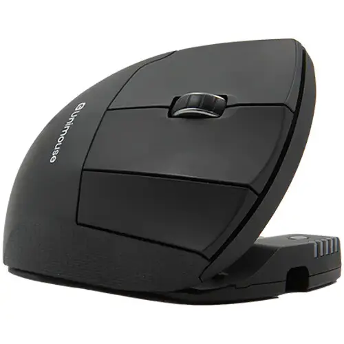 Contour Design UniMouse showing its adjustable tilt angle from 35 to 70 degrees for customized wrist support.