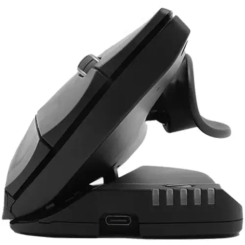 Close-up of the Contour Design UniMouse adjustable thumb support to reduce grip tension.